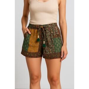 Unique - Junglee Billee Boho Patchwork Tassel Tie Shorts Women’s Size S/M NWT